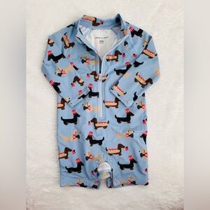 Janie and Jack Blue Dachshund Baby Swimsuit size 6-12 months